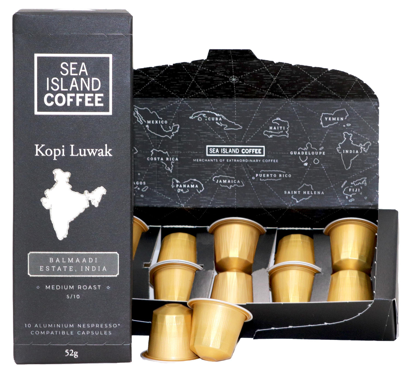 Product shot of some Wild Kopi Luwak Nespresso compatible coffee pods
