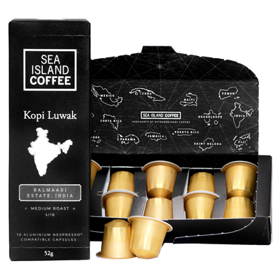 Product shot of some Wild Kopi Luwak Nespresso compatible coffee pods