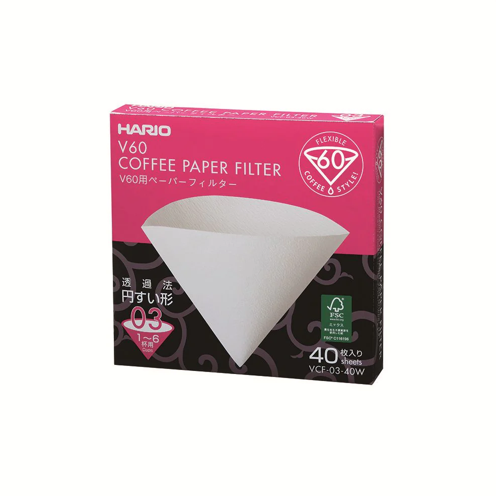 Hario V60 White Filter Papers, Pack of 100
