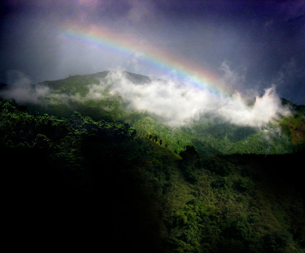 Rainbow overlooking the Blue Mountains in Jamaica